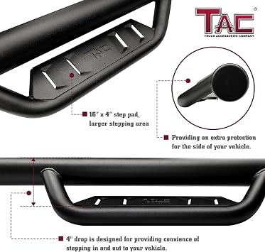 TAC 4-Drop Running Boards Fit 2015-2026 Ford F150 SuperCrew Cab | 2022-2026 F150 Lightning EV SuperCrew Cab | Pickup Truck Off-Road Exterior Accessories