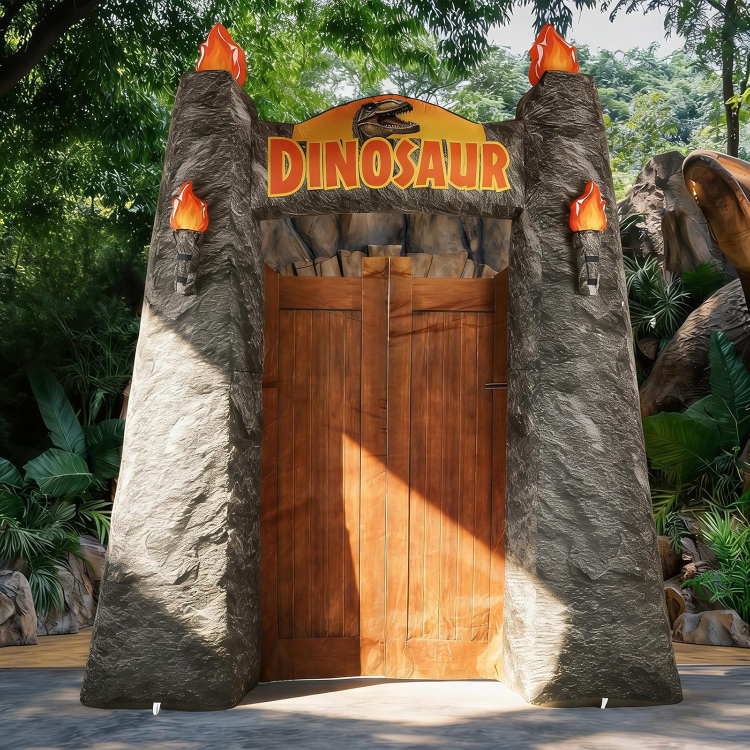 10 Ft Dinosaur Inflatable Arch Dino Inflation Arch with LED Light Dinosaur Theme Party Park Blow Up Archway for Dinosaurs Theme Birthday Jungle Safari Party Yard Outdoor Lawn Blow-Up Backdrop Decor