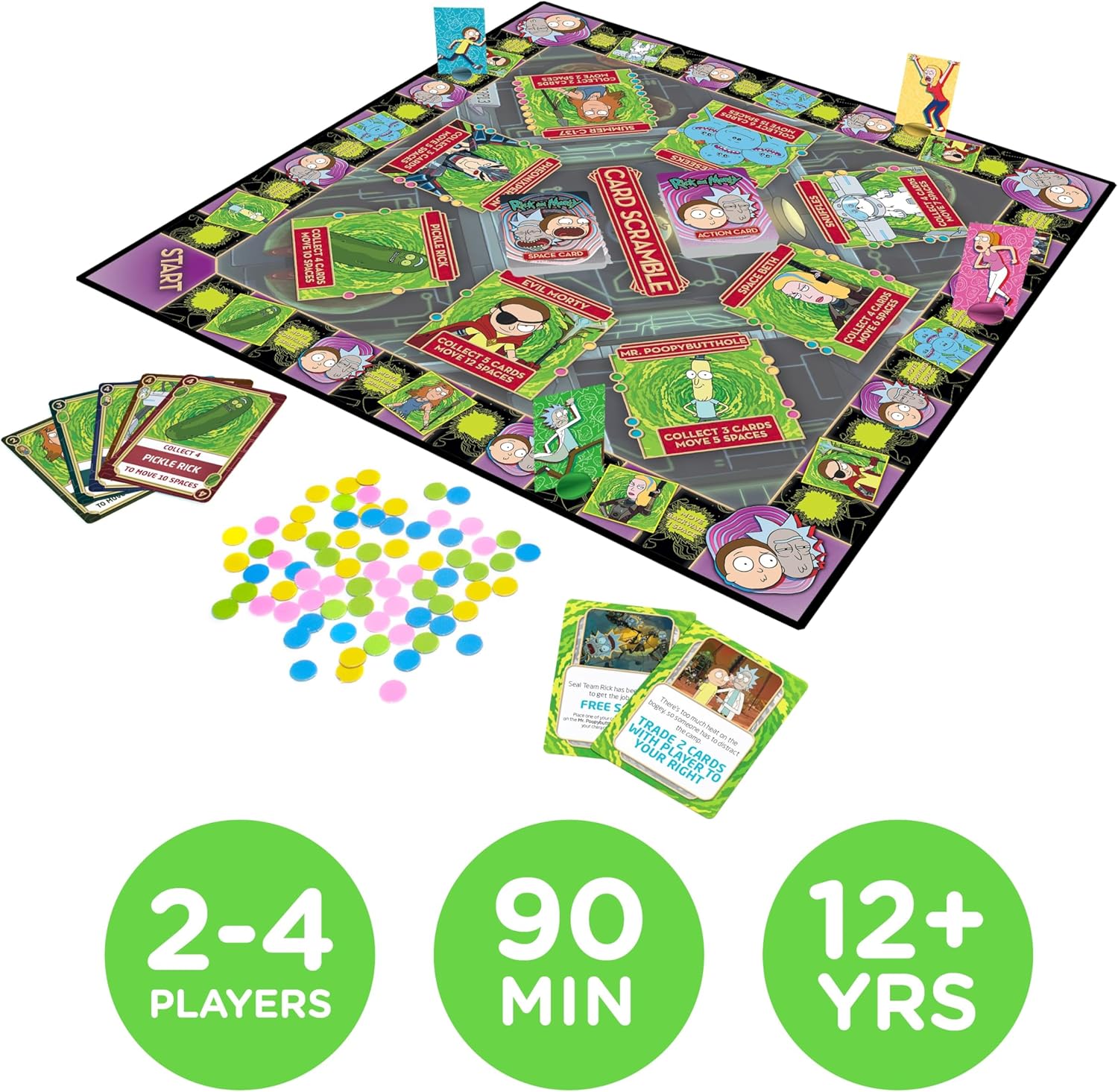 AQUARIUS Rick & Morty Card Scramble Board Game - Fun Family Party Game for Kids, Teens & Adults - Entertaining Game Night Gift - Officially Licensed Rick & Morty Merchandise