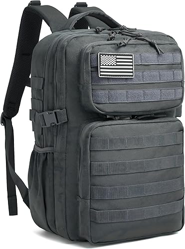 Vista 20 de Wotony Mochila Táctica Militar para Hombres Impermeable Mochila de Día Paquete de Asalto de 3 Días Bolsa Molle con Soporte para Botella de Agua Negro
