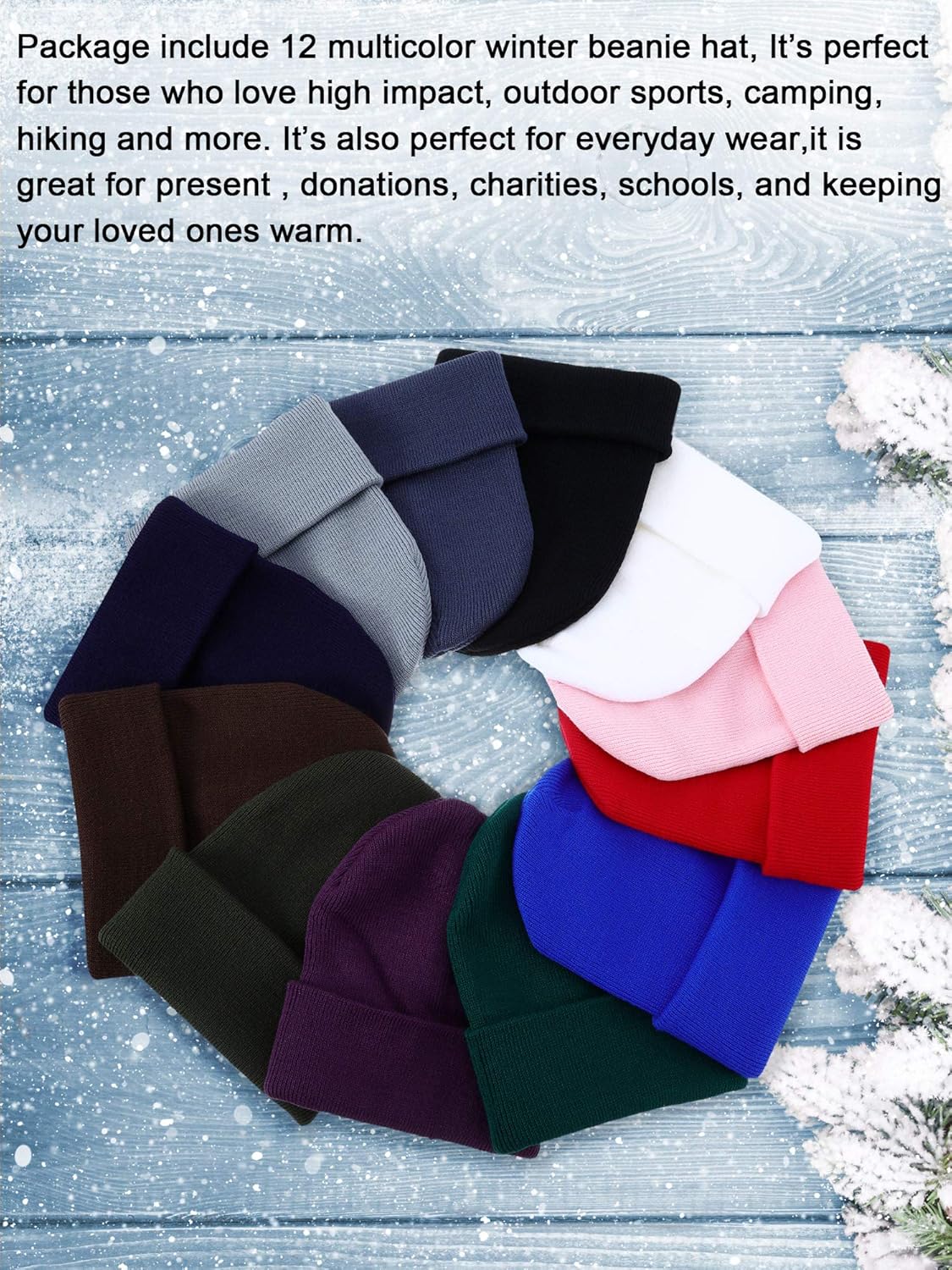 Zhanmai 12 Pack Winter Beanie Hats for Men Women Beanie Bulk, Warm Knitted Cuffed Cozy Skull Cap - Image 2