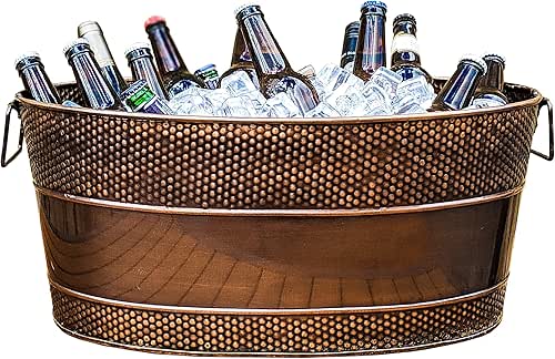 BREKX Aspen Galvanized Tub, Copper Finish Metal Ice and Drink