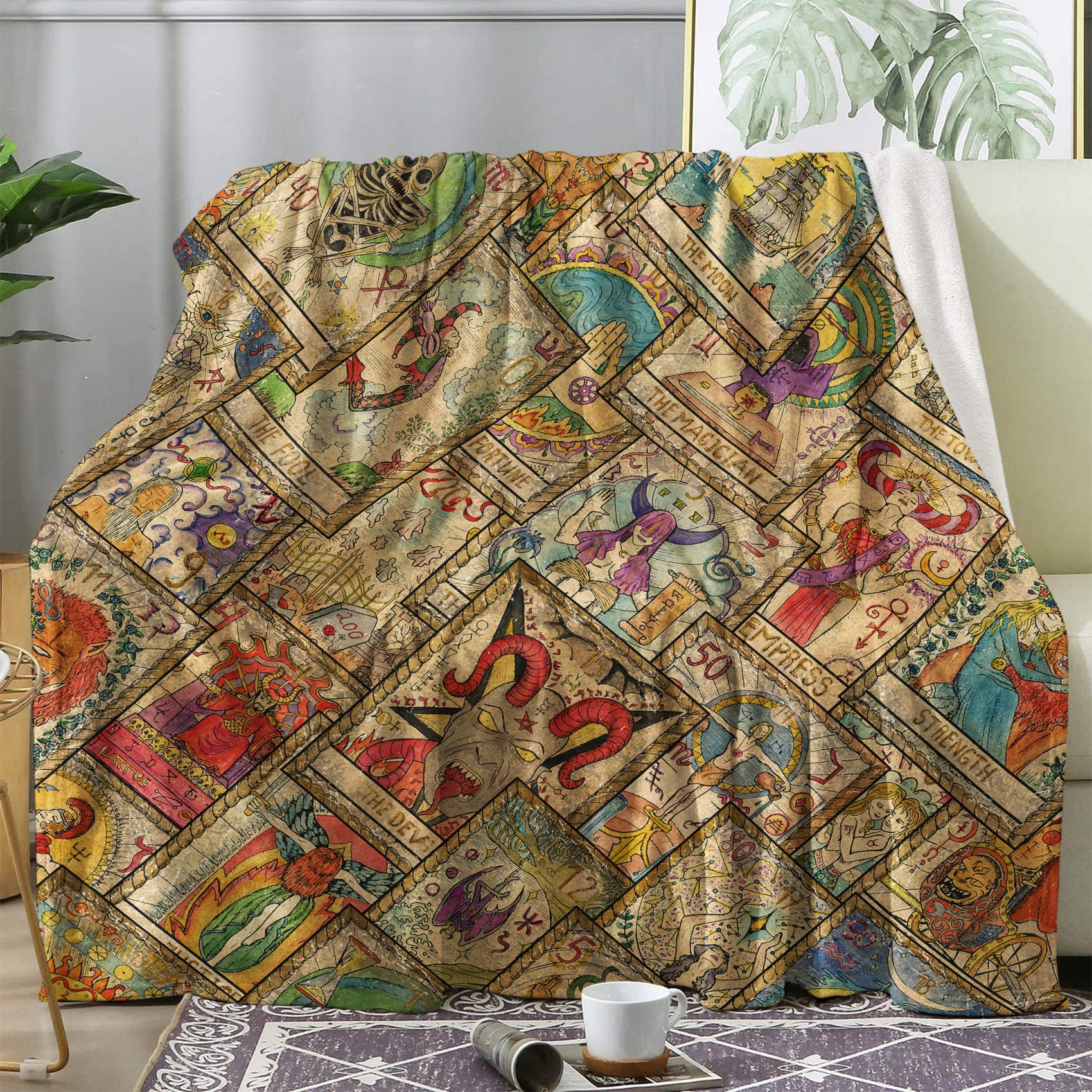 Plaid lit hiver sur le canapé avec la grande couverture polaire Tarot BUKITA