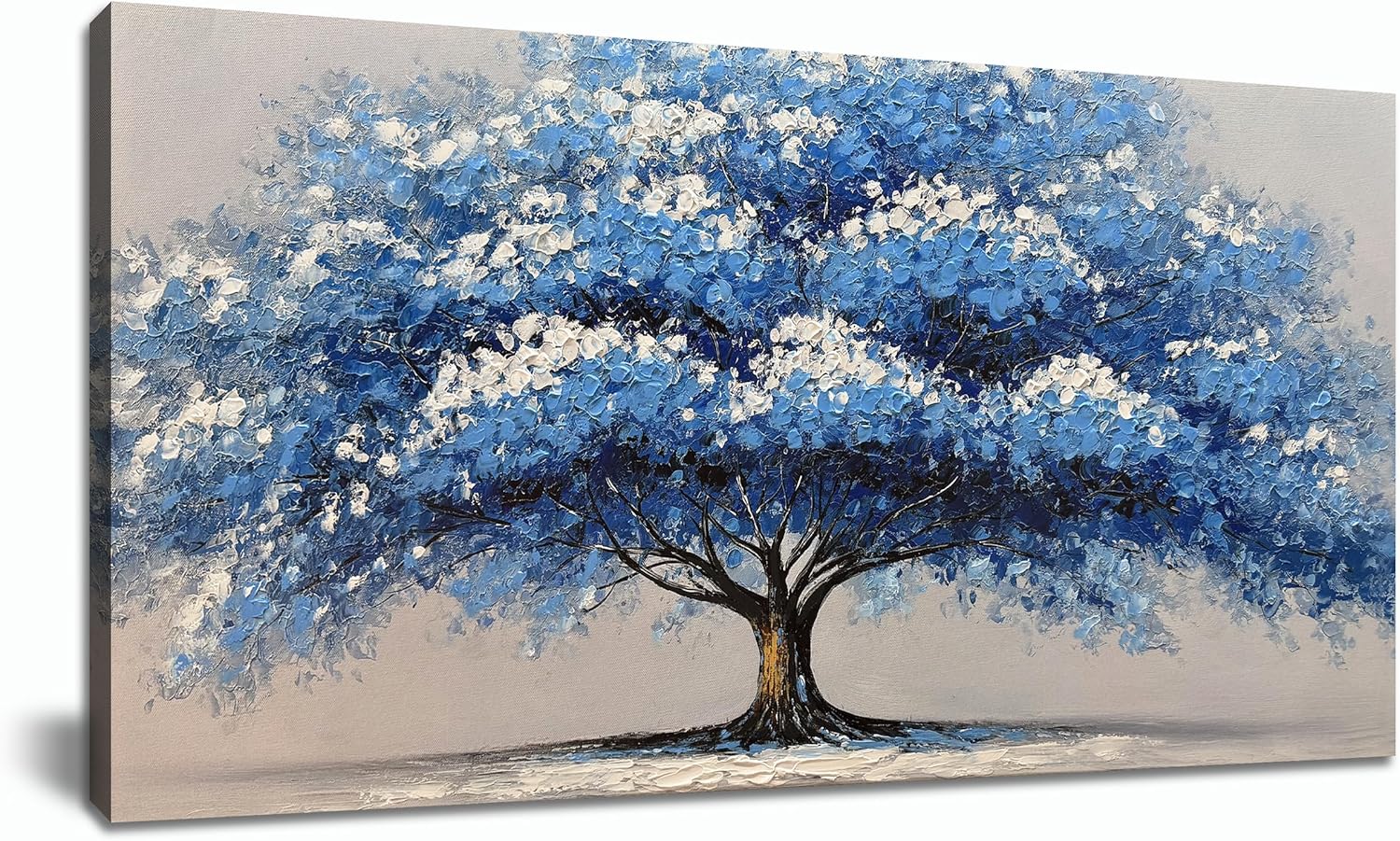 Tarfupth Blue Tree of Life Wall Art for Living Room Oil Painting White Tree Hand Painted Large Texture Artwork for Bedroom Office Canvas Wall Decor 20x40 Inch