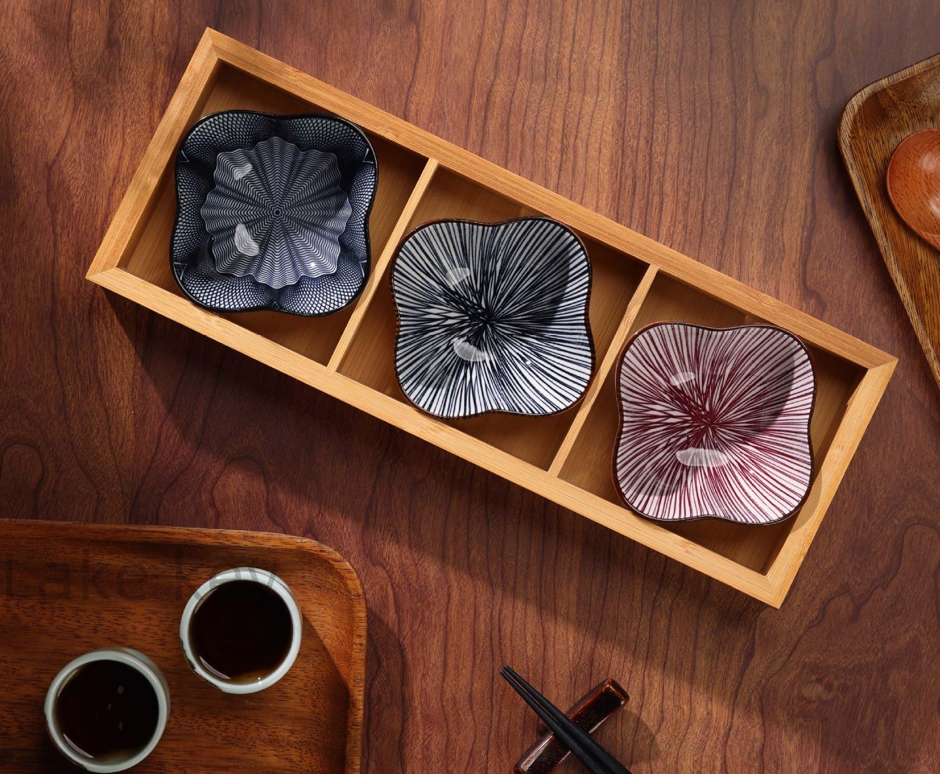 Amazon｜Lake key 業務用 仕切りトレー 小皿 セット 竹製 トレイ 2/3/4