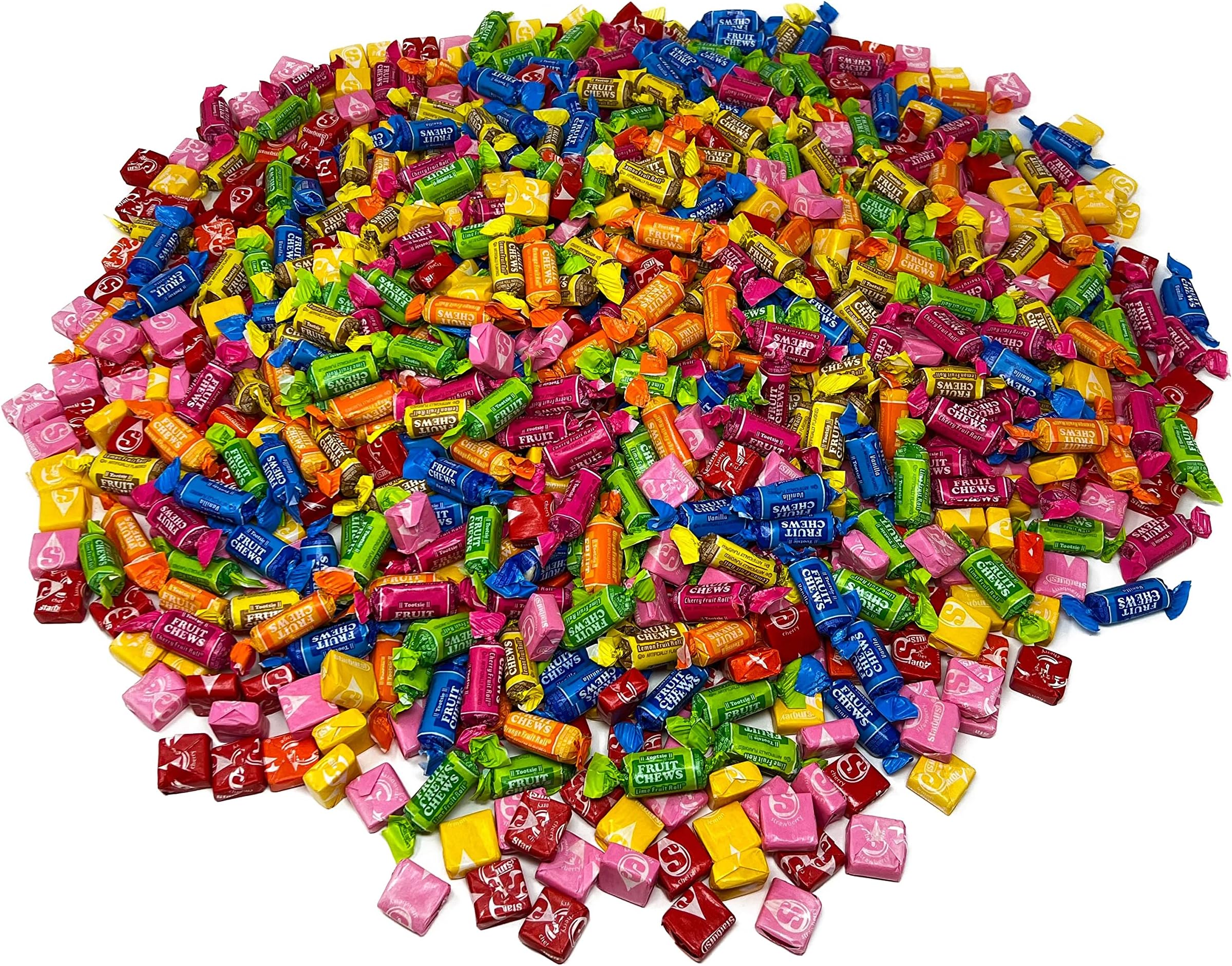 KLUB BULKHoliday Special Chewy Fruit Candy Assortment - 11 lb Original Starburst and Tootsie Roll Chews Fruity Soft Bundle Variety Mix Individually Wrapped, 172 oz., Orange,Lime