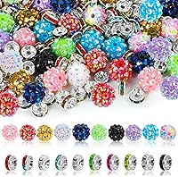 jinalulu 250Pcs Rhinestone Focal Beads & Spacer Beads for Beadable Pens, Bracelets, Jewelry - 12mm Sparkly Mix
