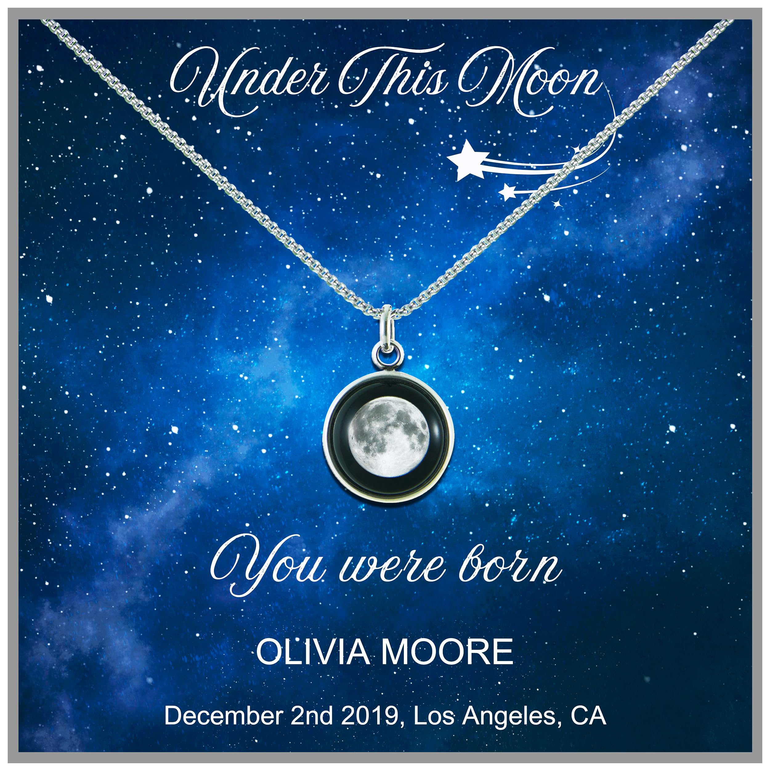 Shining Design Under This Moon - Custom Moon Phase Necklace for Women – Personalized Glowing Lunar Pendant Jewelry Gift for Birthday, Anniversary,