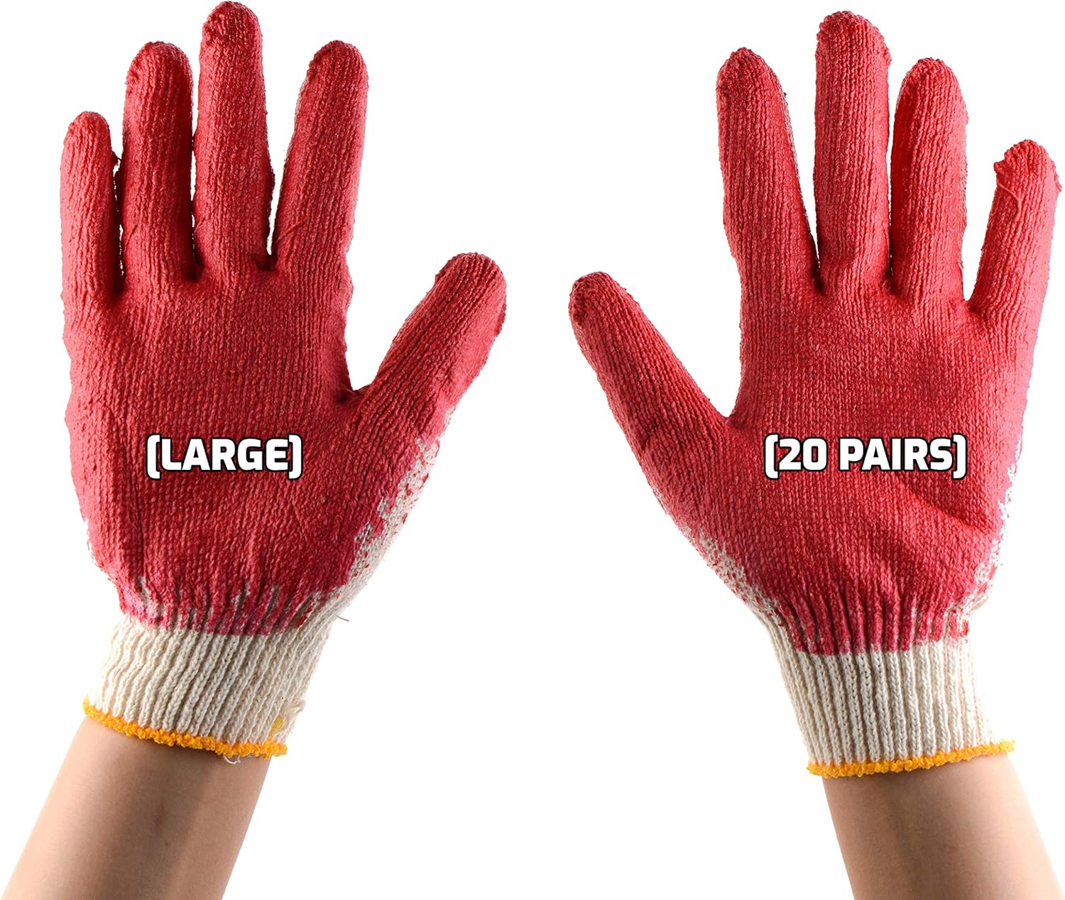 EcoQuality Large Red Nitrile Coated Cotton Knit Gloves - Great for Construction, Warehouse, Landscaping, Mechanic