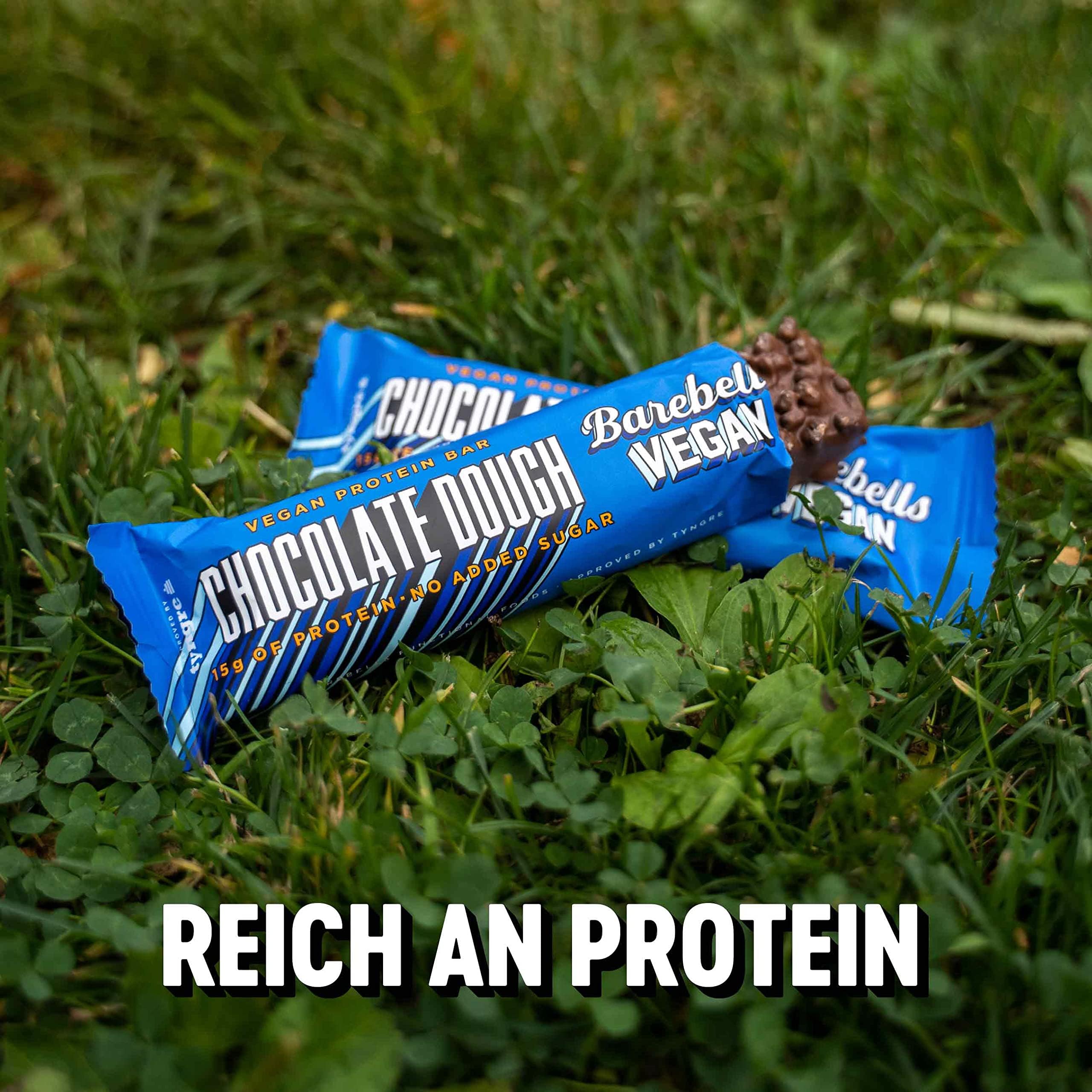 Barebells Vegan Protein Riegel – 15g High Protein Bar, Zuckerarm, Eiweißriegel, Ohne Palmöl, Vegane Proteinriegel – vegane Schokolade - Chocolate Dough, 12 x 55gr