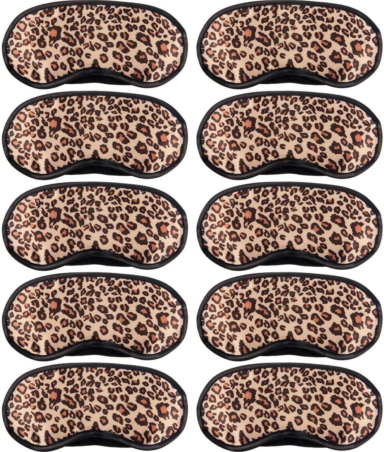 10 Pack Sleep Mask, Leopard Eye Masks Shade Cover for Sleeping, Shift Work, Naps, Travel Pouch Night Blindfold Airplane Relaxing Eyeshade Cover with Nose Pad for Men Women Kids