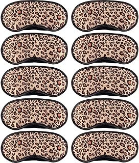 10 Pack Sleep Mask, Leopard Eye Masks Shade Cover for Sleeping, Shift Work, Naps, Travel Pouch Night Blindfold Airplane Relaxing Eyeshade Cover with Nose Pad for Men Women
