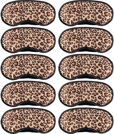 10 Pack Sleep Mask, Leopard Eye Masks Shade Cover for Sleeping, Shift Work, Naps, Travel Pouch Night Blindfold Airplane Relaxing Eyeshade Cover with Nose Pad for Men Women