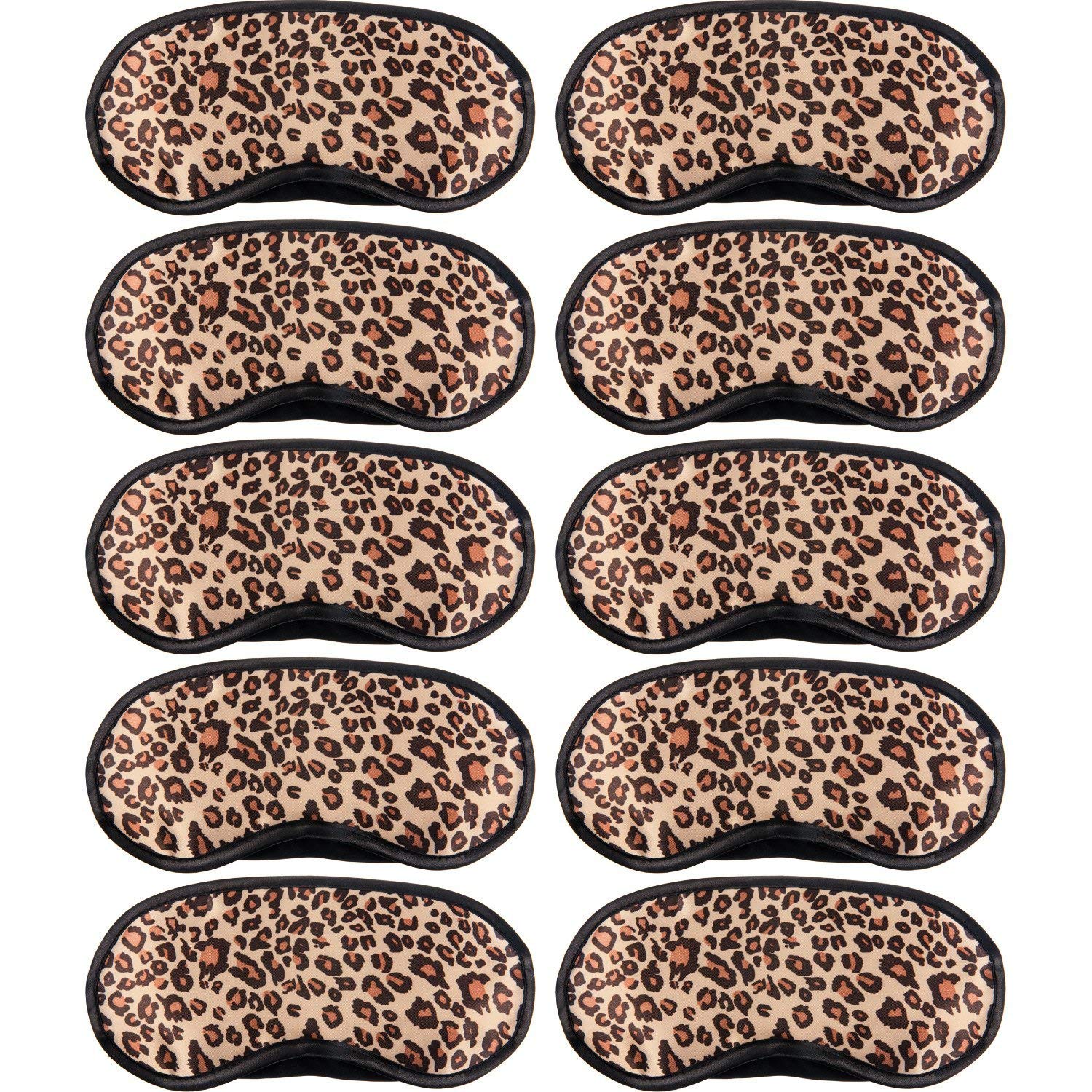 10 Pack Sleep Mask Leopard Eye Masks Shade Cover for Sleeping Shift Work Naps Travel Pouch Night Blindfold