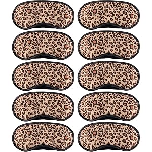 10 Pack Sleep Mask Leopard Eye Masks Shade Cover for Sleeping Shift Work Naps Travel Pouch Night Blindfold
