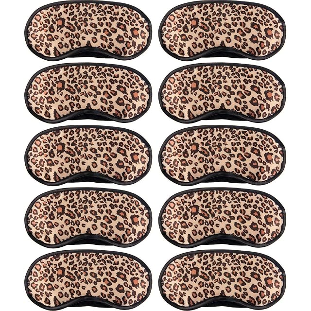 10 Pack Sleep Mask Leopard Eye Masks Shade Cover for Sleeping Shift Work Naps Travel Pouch Night Blindfold
