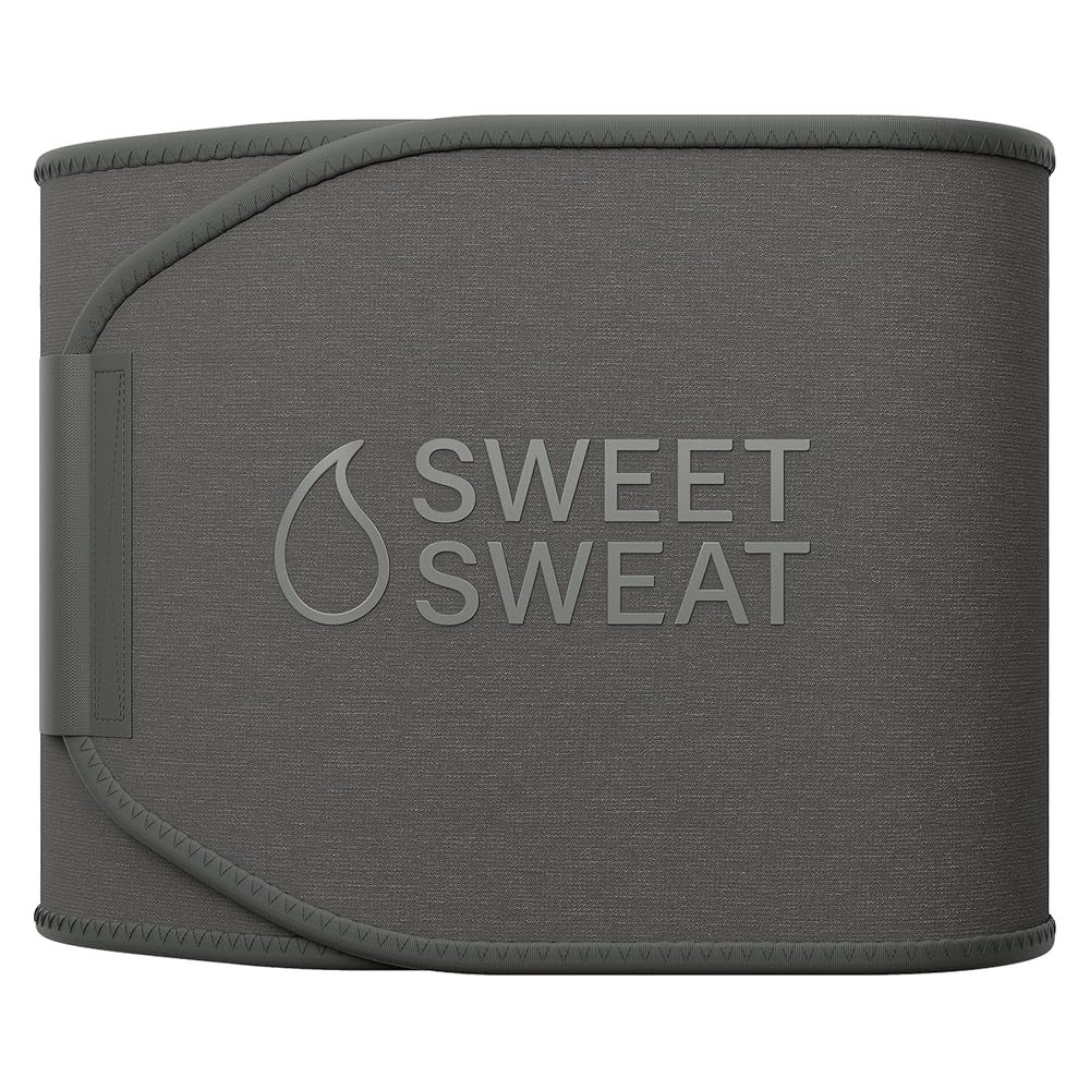 Sports Research Sweet Sweat Waist Trimmer (Core Series) - Premium Sweat Enhancing Fitness Band for Women & Men - Adjustable Fit  Latex-Free Neoprene - Matte Gray, Medium