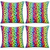 Breling 4 Pcs Leopard Print Pillow Cases, Cheetah Pillow Cases Short Lint Leopard Couch Pillows Case for Home Living Room Bedroom Couch Sofa Cushion Outdoor (20 x 20 in,Neon)