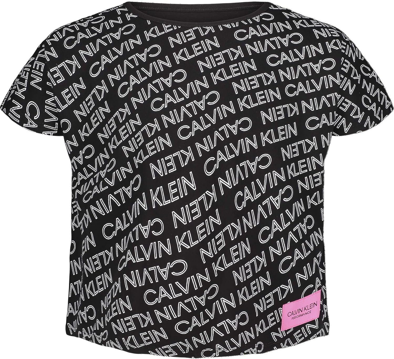 Calvin Klein Girls' Short Sleeve Performance T-Shirt, Crew-Neck Neckline & Logo Detailing Medium Black Explode