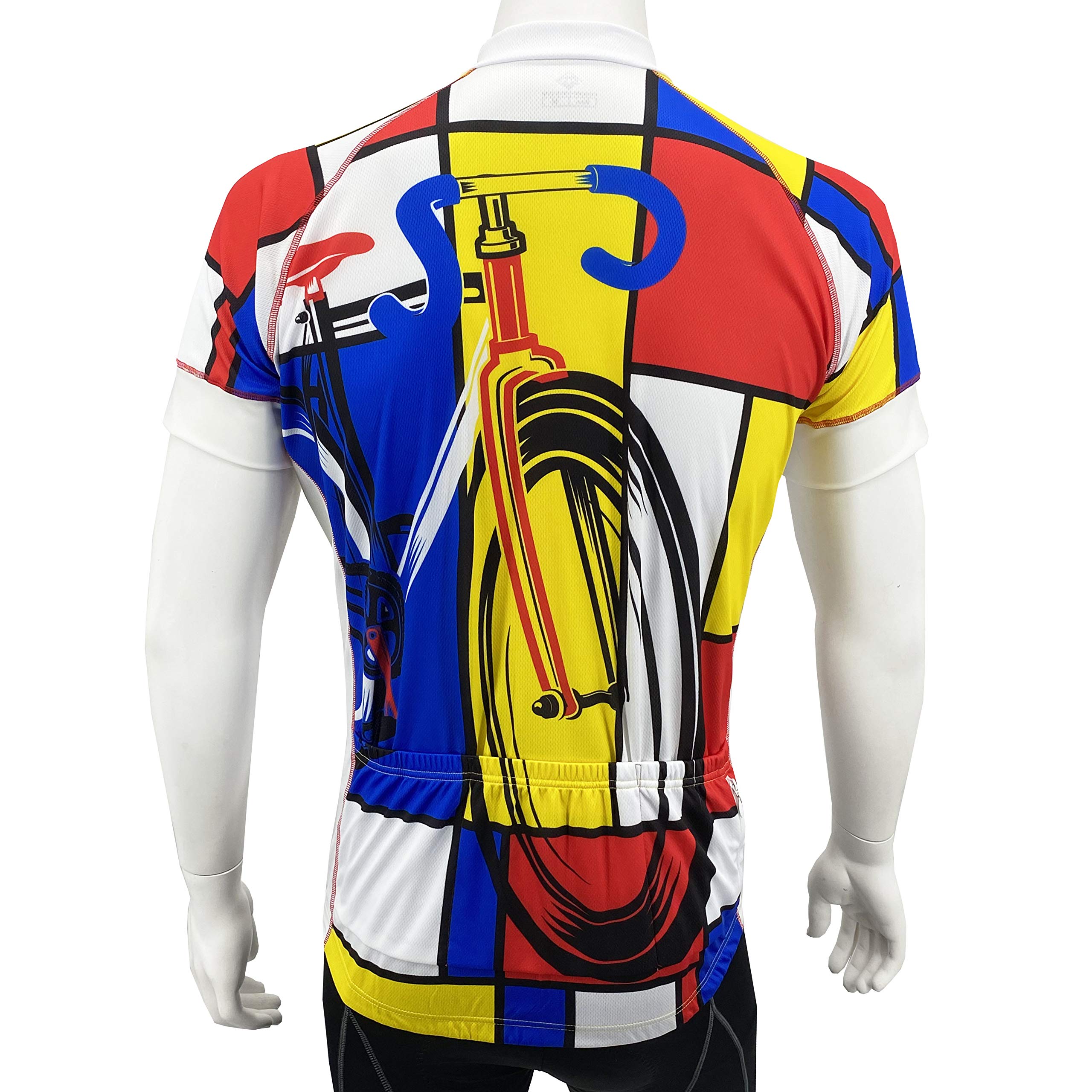 Peak 1 Sports Men's Cubism Cycling Short Sleeve Bike Jersey (Medium) Multicolor