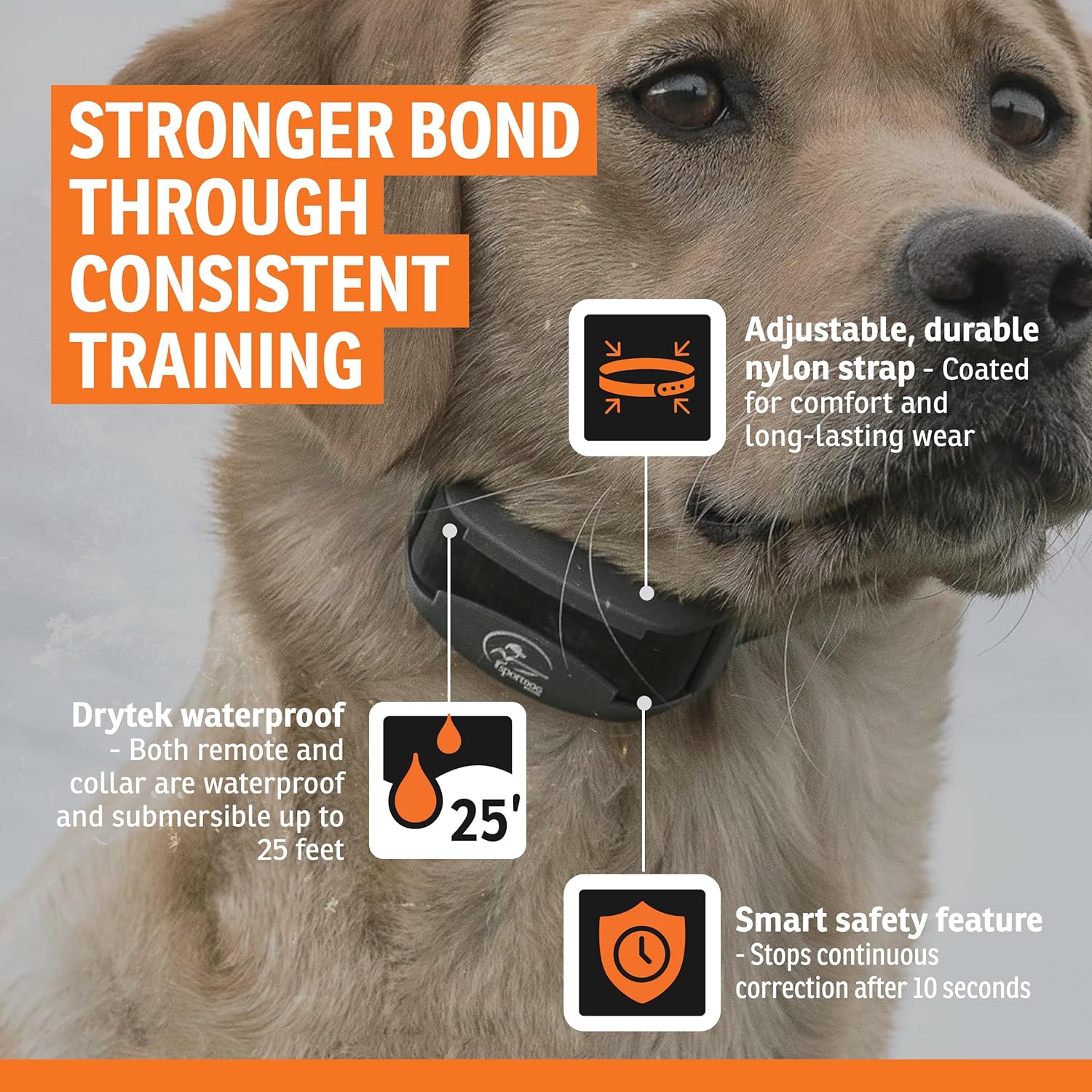 SportDOG SportTrainer Remote Trainer - Reliable Off-Leash Control - OLED Screen - Waterproof Dog Training Collar - Rechargeable E-Collar - 1/2 Mile-Range - Orange