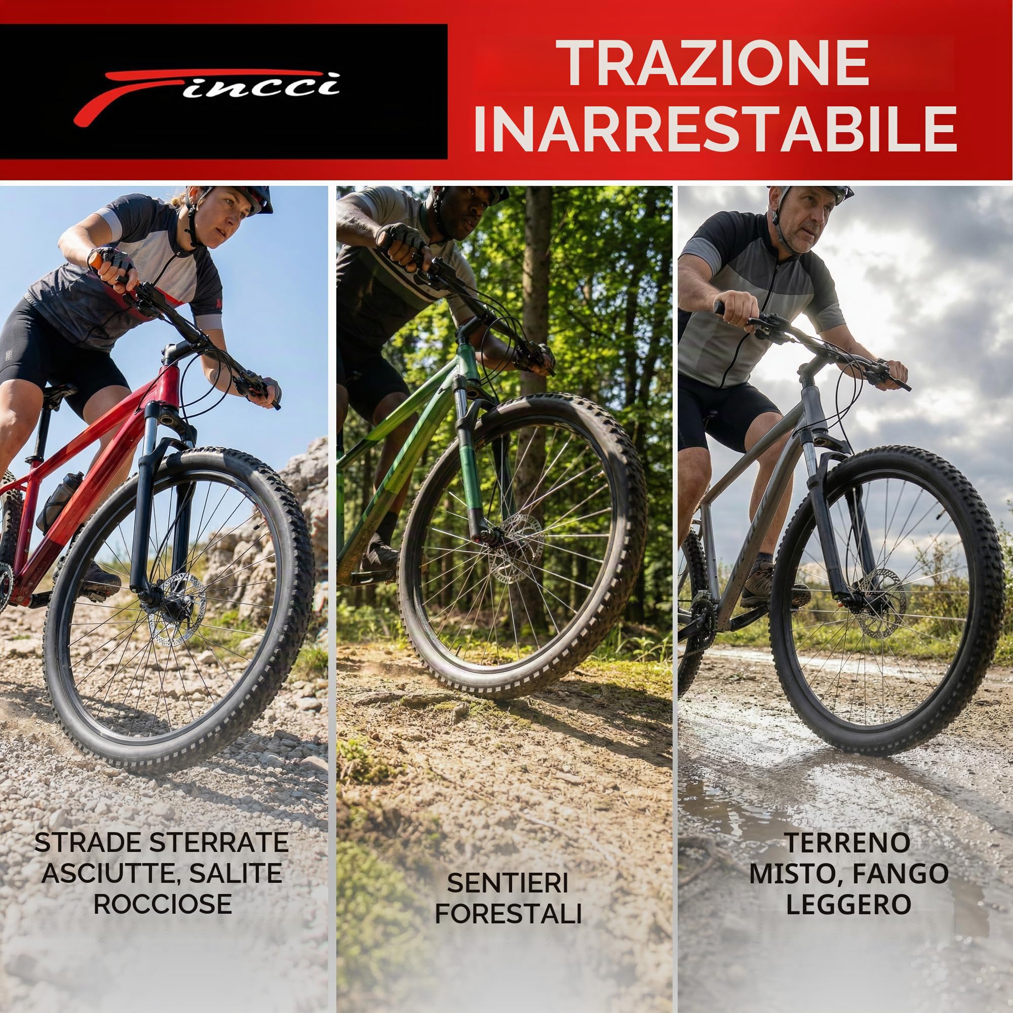 Fincci Copertone Bici 26 x 2.10 56-559 Pieghevole con Protezione | Copertone 26 x 2.10 con Protezione Antiforatura da 2.5 mm e Carcassa 27 TPI per Pressione 40-65 PSI - Set da 2