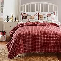 Vista 3 de Greenland Home Oxford - Juego de edredón 100% algodón, 3 piezas, King/Cal King, color rojo