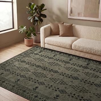 Revival Rugs Garland 8x10 Washable Area Rug for Living Room Bedroom Dining Room - Oeko-TEX Certified, Green