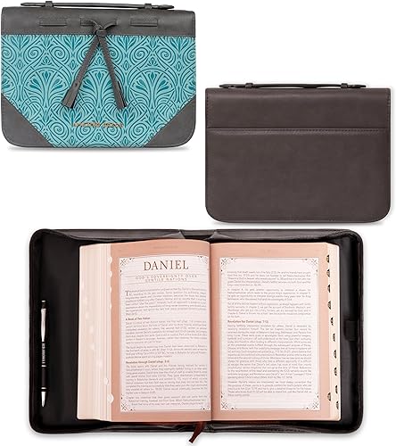 Christian Art Gifts Funda para Biblia de moda para mujer, diseño de borla turquesagris, talla XL