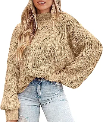PRETTYGARDEN Women's Fall Oversized Pullover Sweaters Casual Crewneck Long Sleeve Chunky Cable Knit Tops Winter Clothing