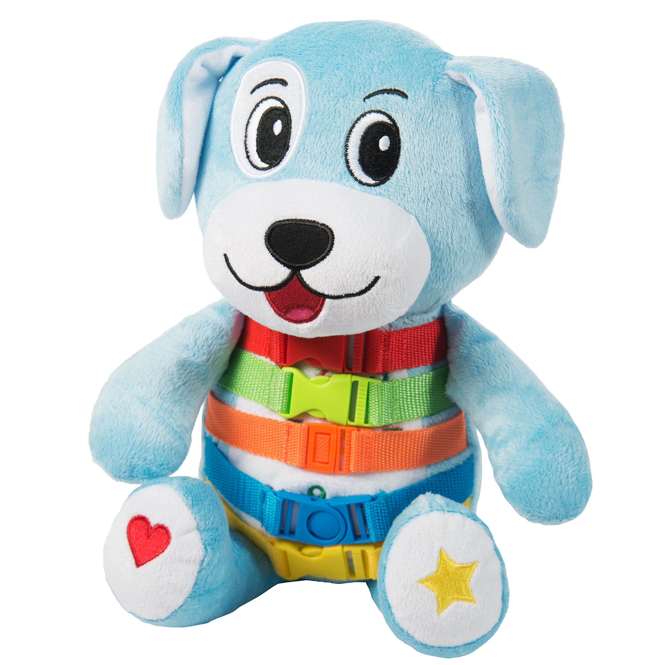 Buckle Toys Barkley Dog Plush Toys for Toddlers 1-3 Animal Sensory Toy to Develop Fine Motor Skills and Learn Shapes and Colors, Travel Essentials for Kids, Includes Storage Pocket for Small Items
