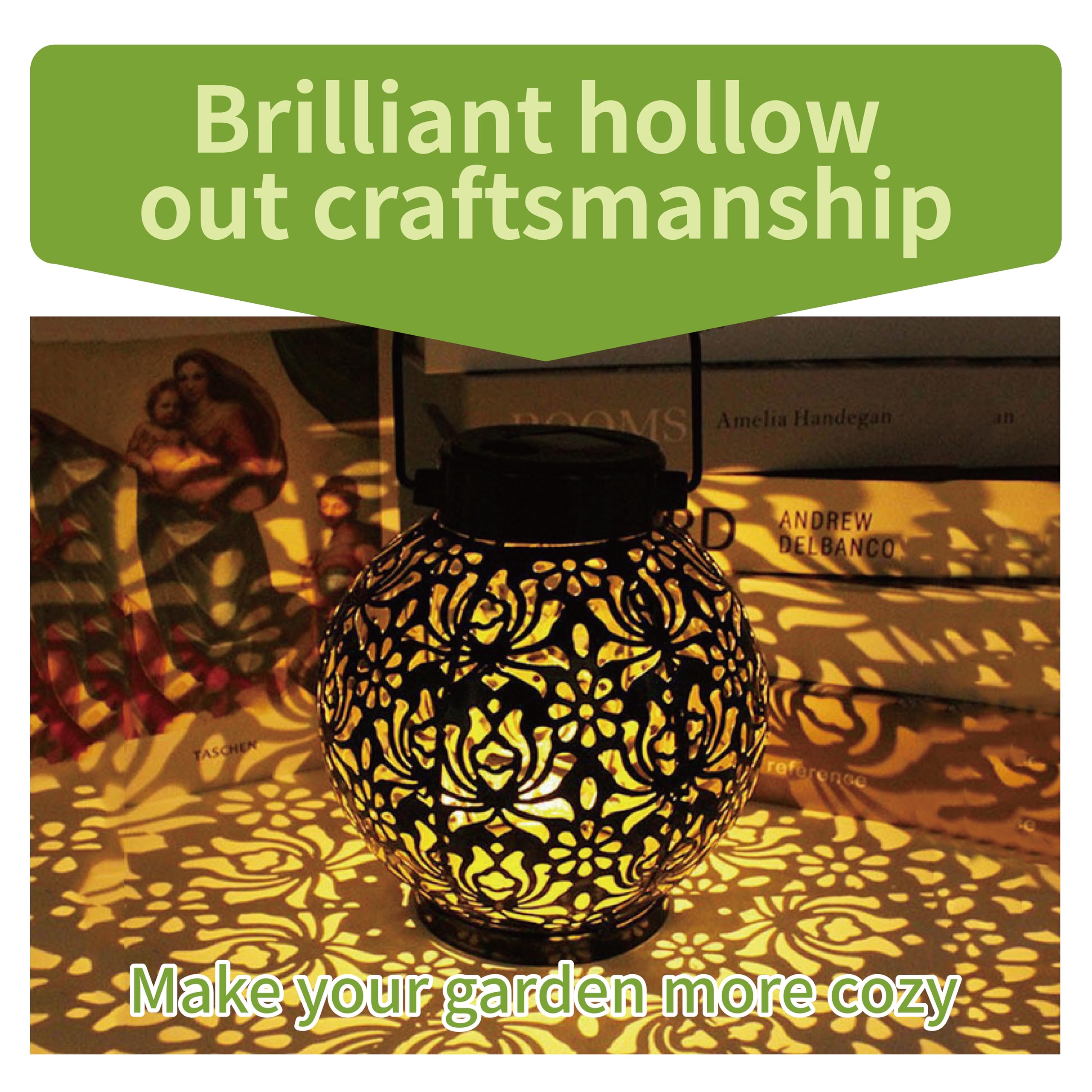 Solar Lanterns Outdoor Garden, Metal Solar Powered Waterproof LED Lights - Image 2