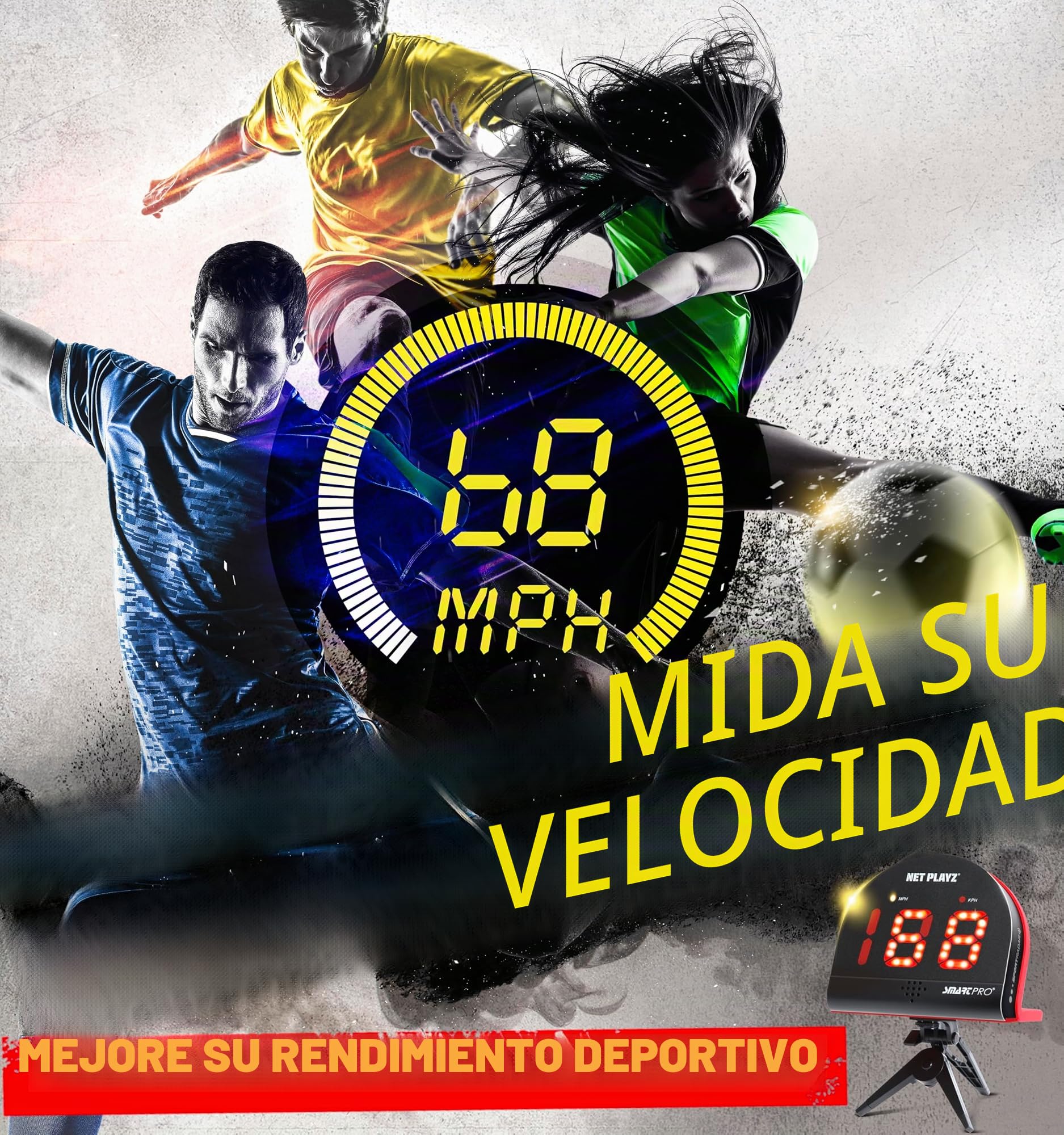 NET PLAYZ Radares de fútbol, equipos de entrenamiento con sensores de velocidad | Regalos de fútbol, gadgets y equipos de alta tecnología para jugadores de fútbol
