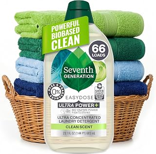 Seventh Generation, Laundry Detergent Ultra Concentrated Clean Scent Oz 66 Loads, Clear, Power Plus, 23.1 Ounce
