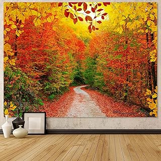 AMM Autumn Forest Tapestry Nature Fall Tree Thanksgiving Tapestry for Be...