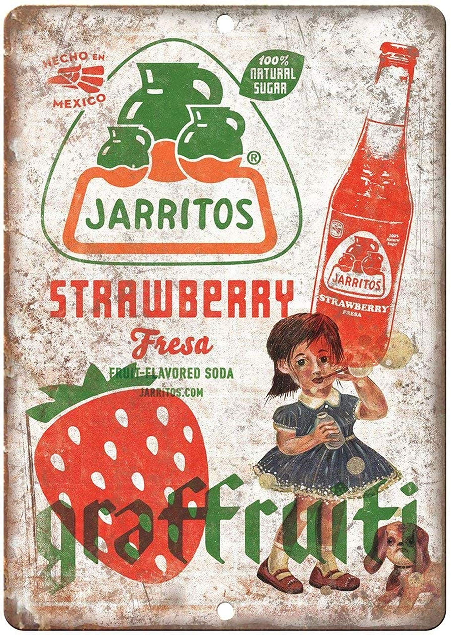 Tarika Red Jarritos Strrwberry Iron 8X12 Inch Retro Look Decoration Plaque Sign For Home Kitchen Bathroom Farm Garden Garage Inspirational Quotes Wall Decor