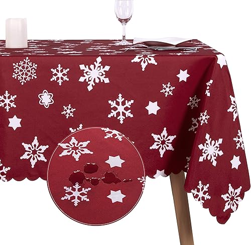 Miniatura 9 de NLMUVW Mantel rectangular de Navidad, mantel decorativo rectangular impermeable, mantel decorativo de tela, para fiesta, pícnic, uso al aire libre e