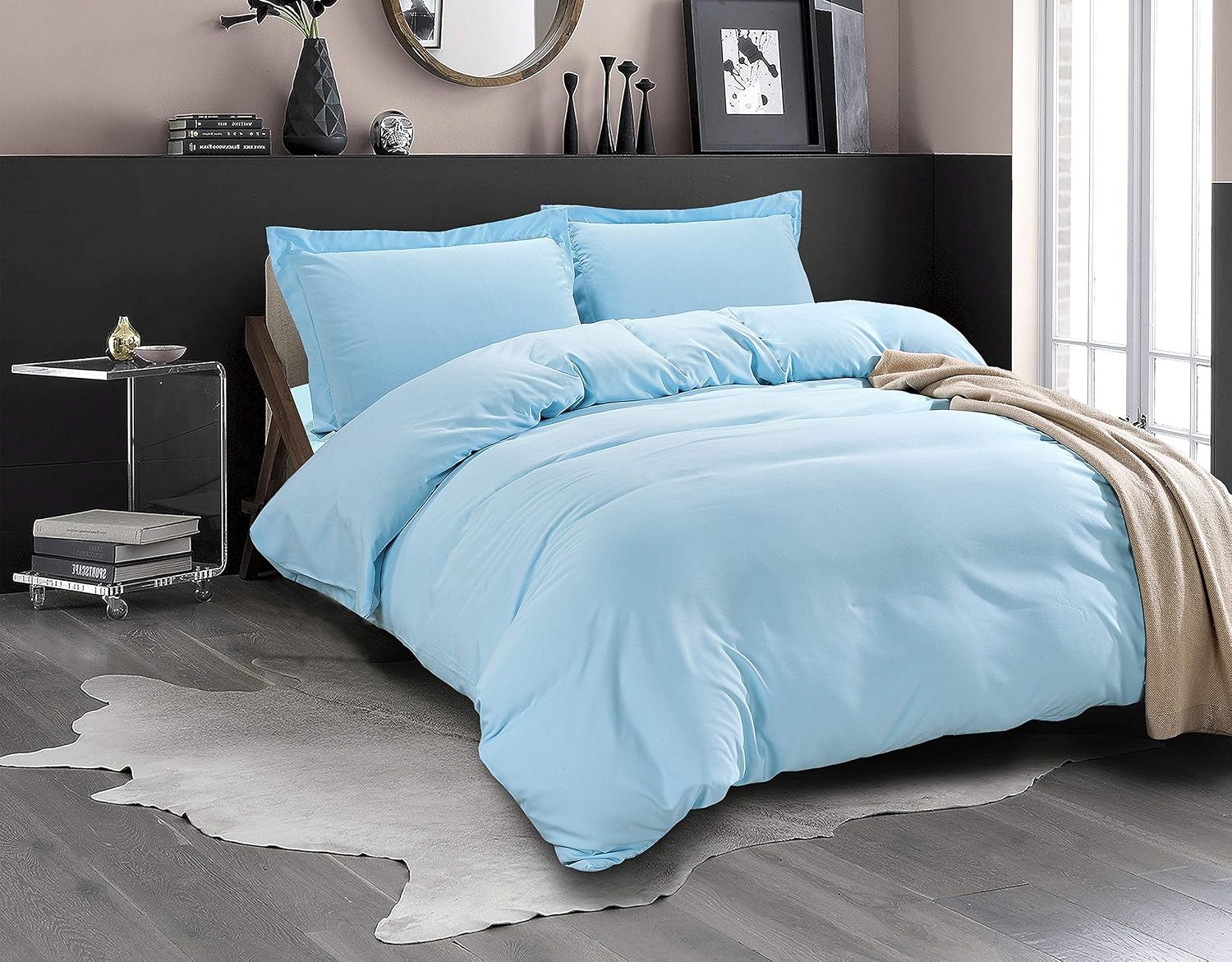 Elegant Comfort Luxury 3-Piece Duvet Cover Set - Ultra Soft 1500 Thread Count Egyptian Quality Hotel Collection - Comforter Cover with Button Closure and 2 Pillow Shams, King/California King, Aqua