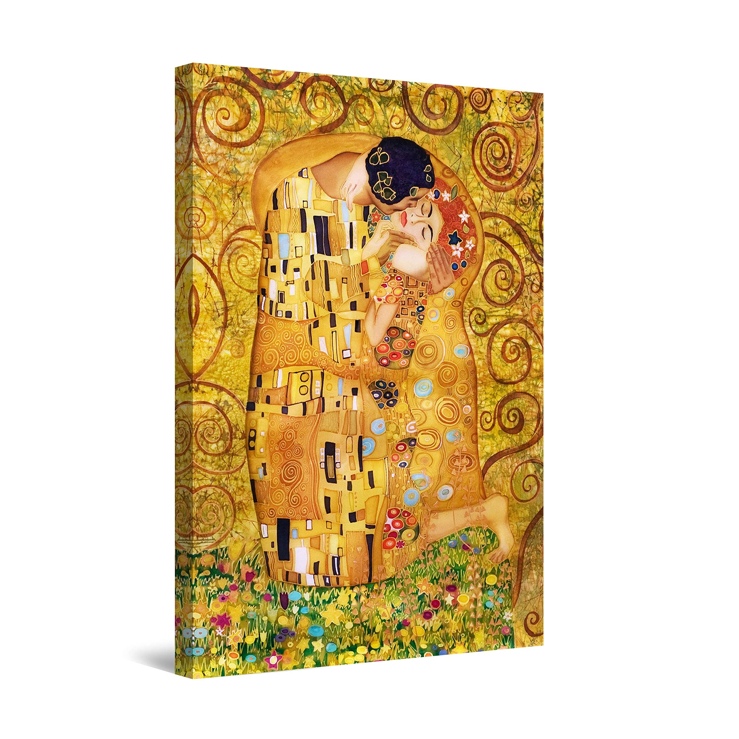 Startonight Impression Sur Toile Peinture Arbre de la Vie, Le Baiser Klimt, Tableau Abstrait - Decoration Murale Salon Moderne - Image sur Toile - Grande 80 x 120 cm Idée Cadeau Élégante et Originale