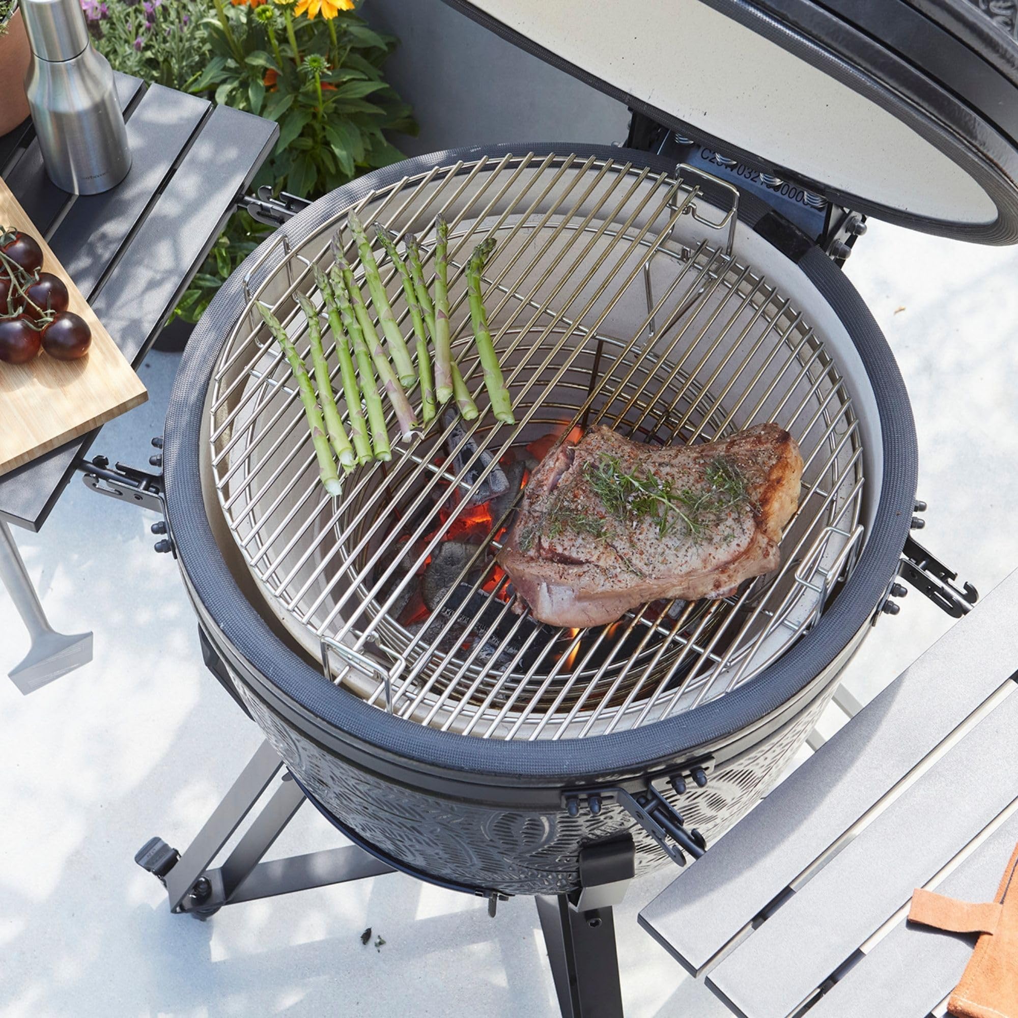 Barbecook Kamado-Grill Kamal 2.0, Grillen, Räuchern, Dämpfen und Braten, Groß, schwarz, 128x78x115,5 cm