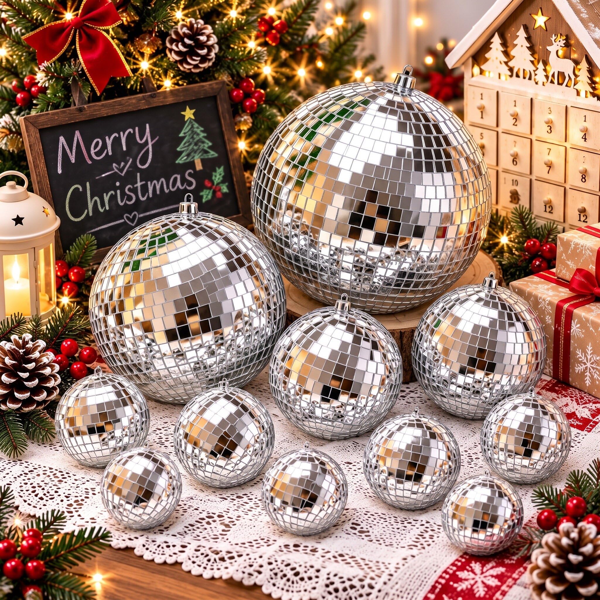 Amazon.com: Libima 12 Pcs Silver Mirro Disco Ball Set, Multi Size