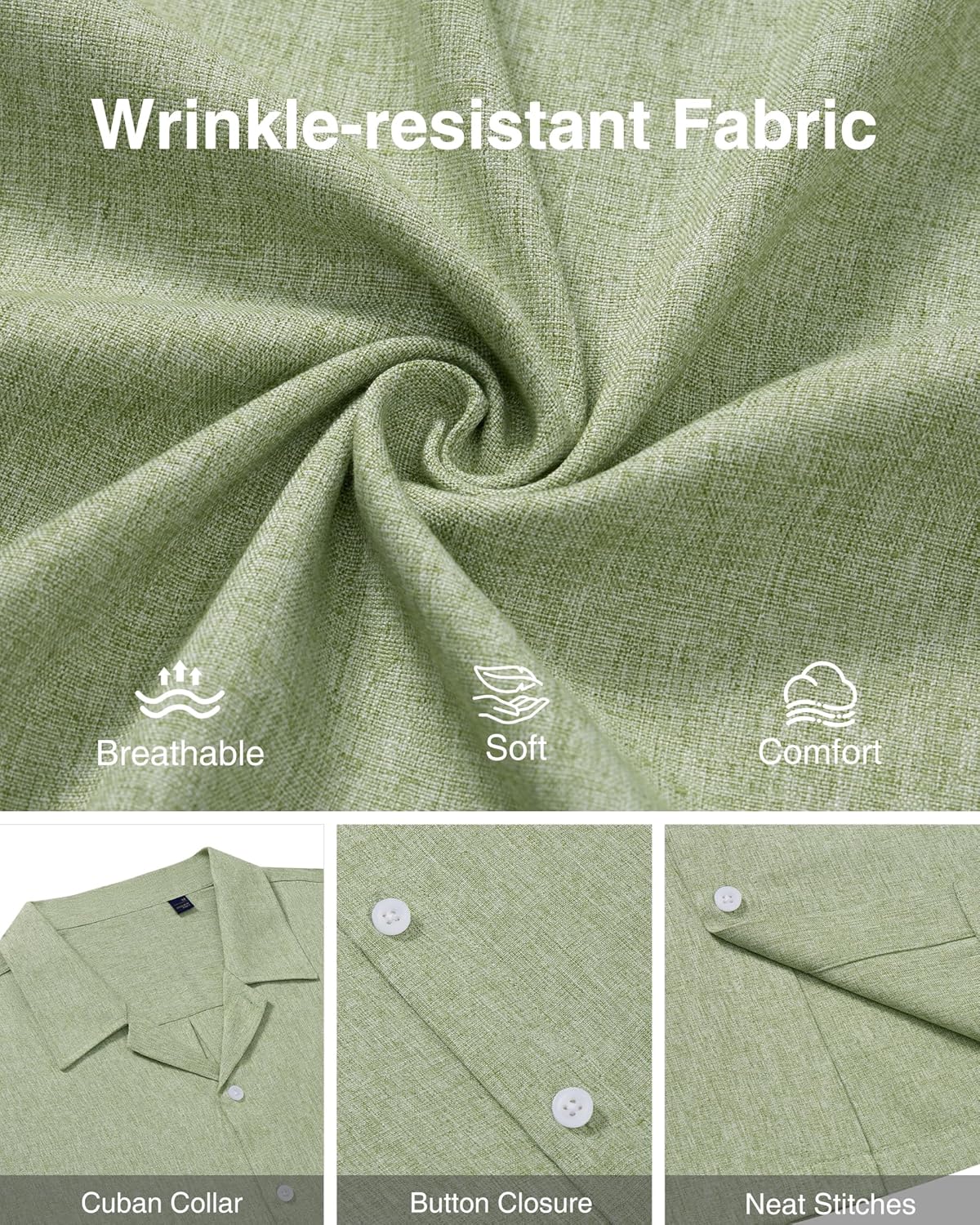 Mens Linen Shirts Short Sleeve Button Down Casual Shirt Beach Wedding Summer Shirt - Image 5