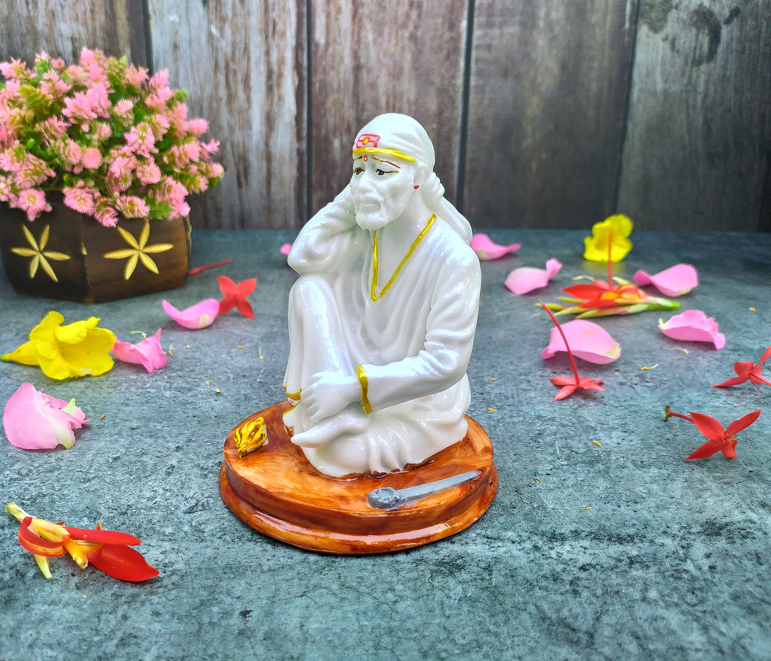 SHINDE EXPORTS saibaba Idol/shirdi saibaba Idol Marble/saibaba Idol for Pooja Room 5 inches