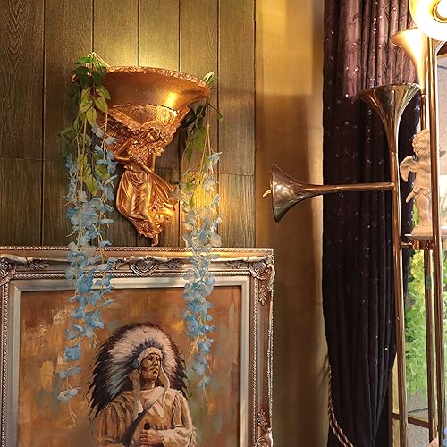 Miniatura 7 de Paquete de 12 flores colgantes de glicina, vides artificiales  Guirnalda de glicina falsa de 3.6 pies, de seda, para boda, arco, fiesta, pared,