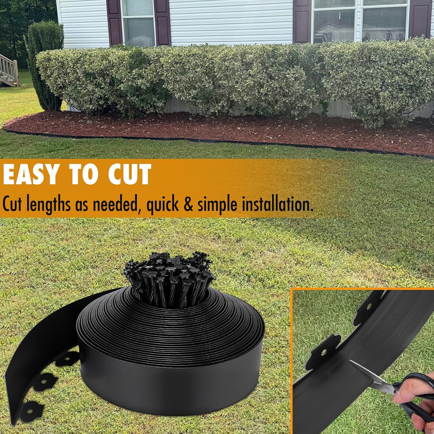 Landscape Edging 4 Inch Tall 80 FT, Garden Edging for Landscaping with 90 Pcs Anchoring Spikes & 5 Connectors, Flexible Garden Border Edging for Landscaping, Yard Lawn, Flower Beds