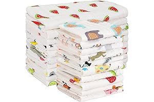 Kenning Baby Burp Cloths - 20 Pack Muslin Squares for Cloth Diapering and Newborn Care