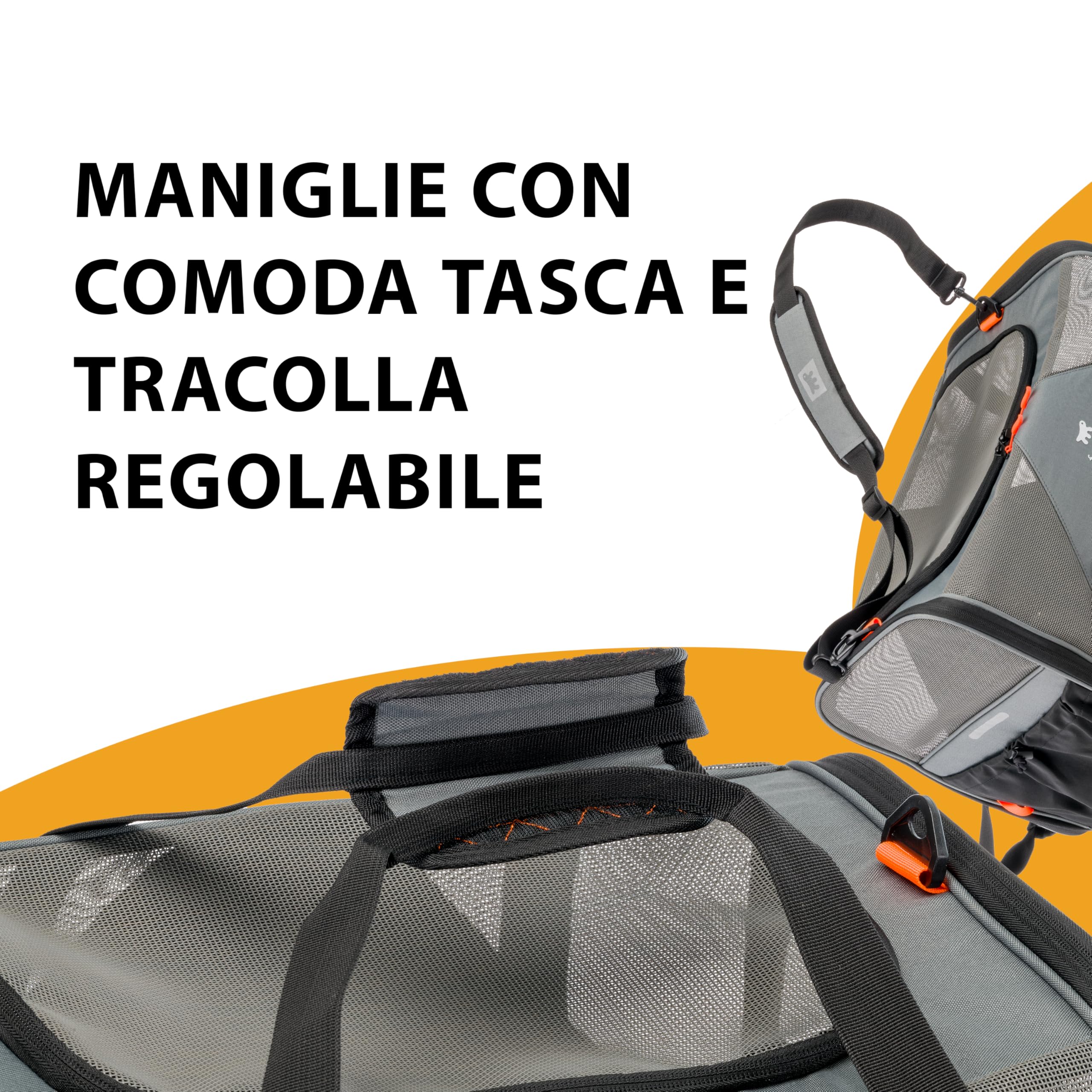 Ferplast Trasportino Gatto VOYAGER CARRIER, Trasportino per Cani, Manici e Tracolla Regolabili, Cinghia di Sicurezza, Doppia Apertura laterale, con Cuscino, Max 15 Kg, 50x35x37h cm, Grigio