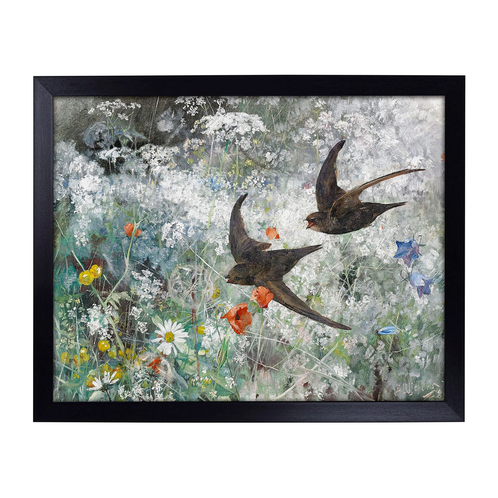 Big Box Art Lap Tray with Cushion | Common Swift Birds By Bruno Liljefors | Padded Bean Bag Cushion | For Eating, Working, Crafting, Laptop | Portable Table Desk