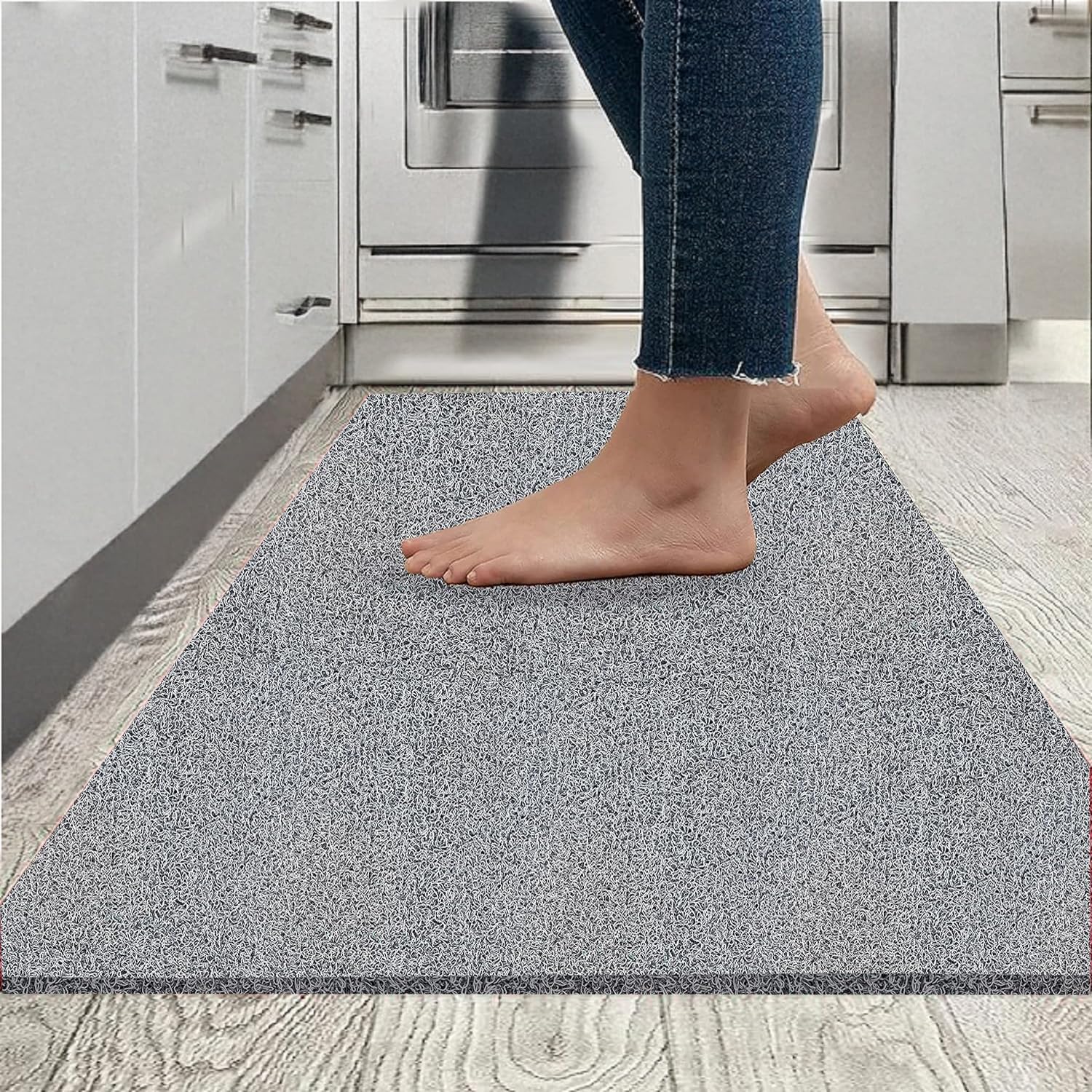 VNQ! Cushion Noodle Mat for Home Entrance, Heavy Indoor Outdoor Anti Slip PVC Floor Mat for Bedroom, Kitchen, for Bathroom, Doors, Office, Door Mat, Bath Mat Colour Grey|-40X60 CMFeet