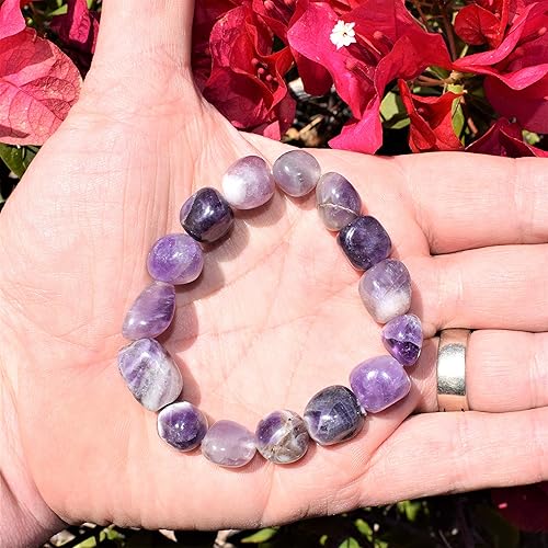 Miniatura 5 de Zenergy Gems - Pulsera con cuentas de cristal natural de 5/16 pulgadas y corazón de carga de selenita (incluido)., sin metal, Amatista, Charged